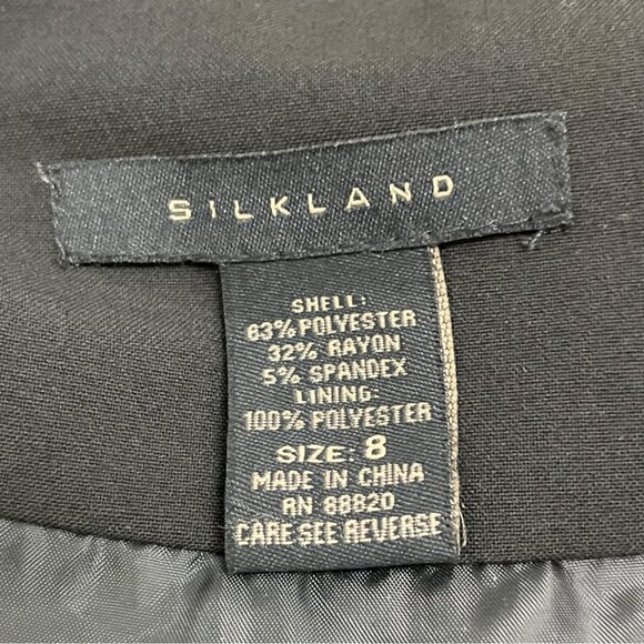 Silkland Black Floral Embroidered Midi Skirt Womens Elegant Design Sz 8 - New - Picture 5 of 7